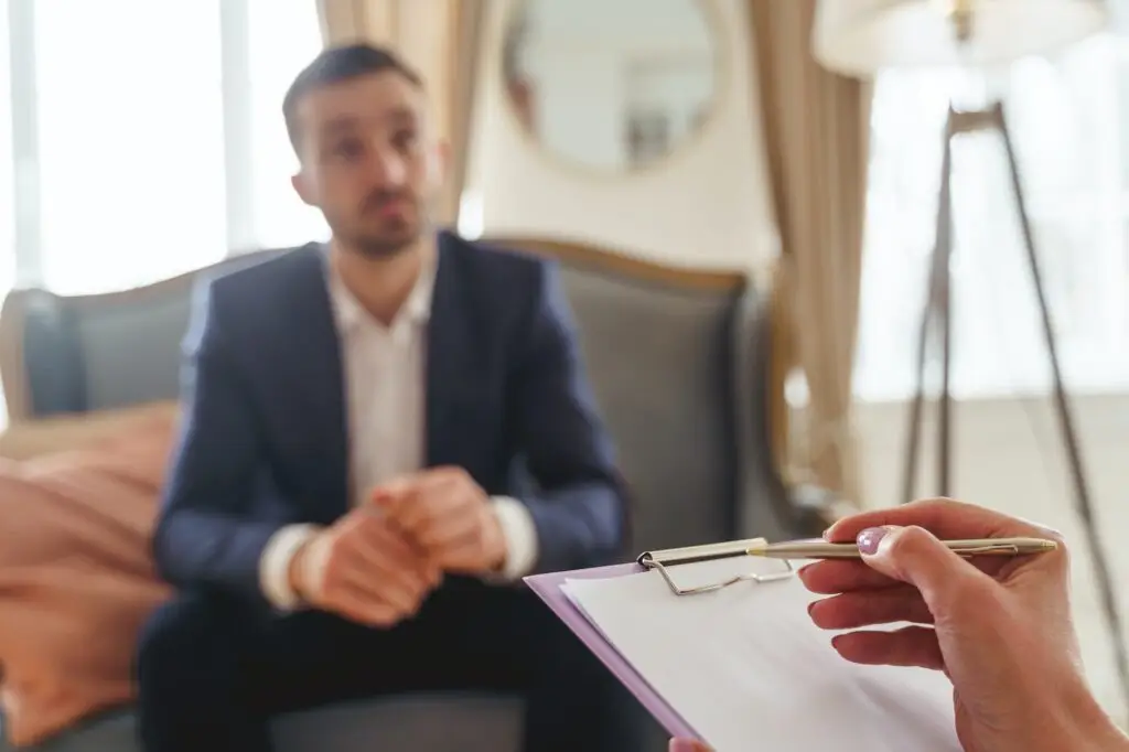 Modern young man at a therapy session